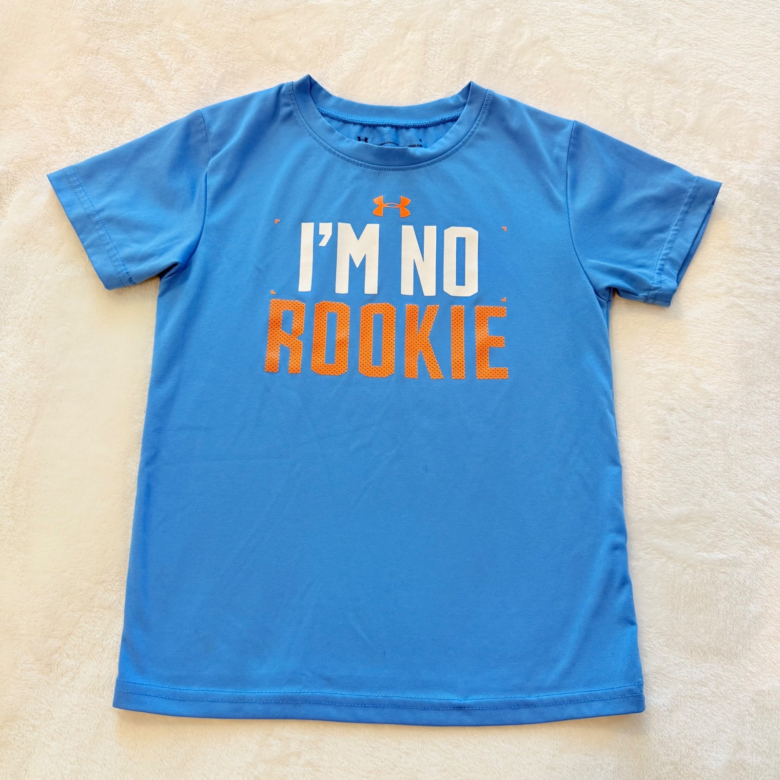 Kids Under Armour Heatgear Blue I M No Rookie T Shirt Size 6